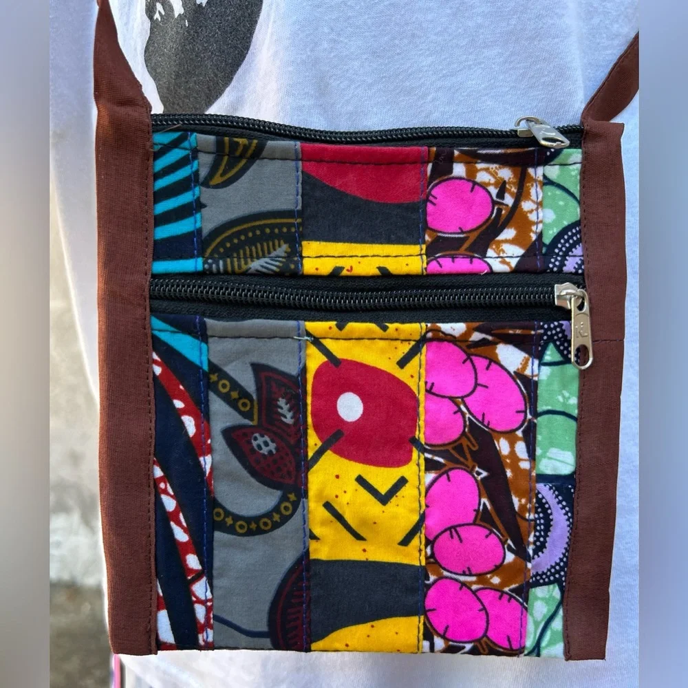 NW 💯 Cotton Patch Vlisco Fabric Crossbody Purse Sz 6”x 6”